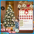 thumbnail image 2 of 【En la entrega】 120 piezas Conjunto de decoración navideña Fiesta Decoración del hogar Colgante Árbol de Navidad Copo de nieve Campanas de mariposa, 2 of 4