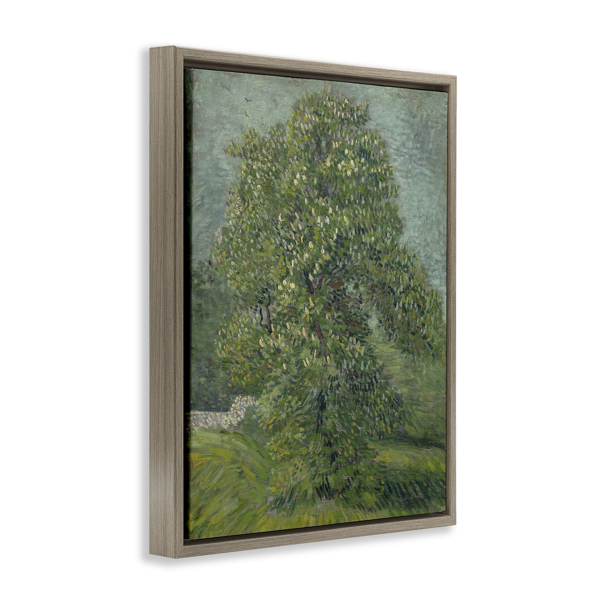 Stupell Industries Classic Blooming Horse Chestnut Landscape & Nature Painting Brown Floater Framed Canvas Art Print Wall Art, 17 x 21