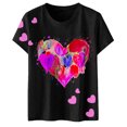 thumbnail image 4 of PMUYBHF camisole Noire pour Femmes, Mode, Imprimé Amour, Col Rond, Manches Courtes, T-Shirt Décontracté (1), 4 of 5