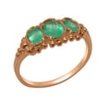 thumbnail image 1 of LBG British Made Solid 9k Rose Gold Natural Emerald Womens Anniversary Ring - 33 size options - Size 12, 1 of 6
