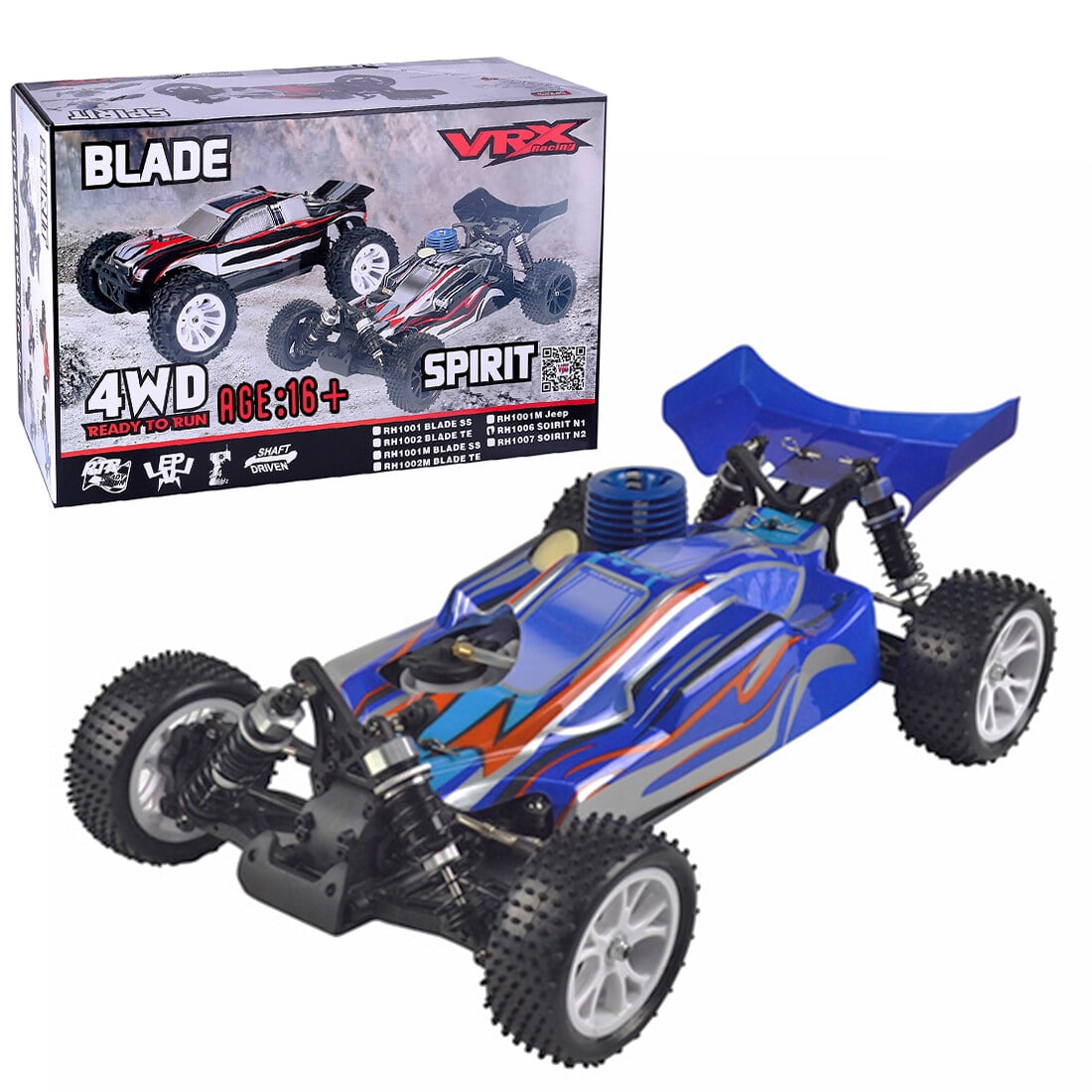 RH1006 1/10 Scale 4WD Nitro-Powered RC Off-Road Truck, 2.4G High-Speed Gas Powered Remote Control Car with FS-FT Controller & Force.18 Methanol Engine, RTR Version for Advanced Hobbyists