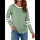 thumbnail image 3 of Camisetas de Larga para Mujer, Camisetas Casuales con Cuello Redondo y Bloques de Color, Ropa de Moda de Otoño, Conjuntos Modernos Verde XL, 3 of 8