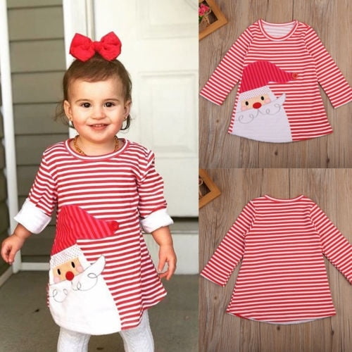 Toddler Kid Baby Girl Cute Christmas Santa Dress Costume Casual Clothes