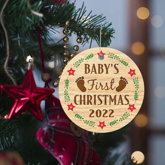 1 Pcs Ceramic Ornaments, Baby's First Christmas 2022 BNN549O, Christmas Tree Decorations, Christmas Ornaments 2022, Circle