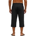 thumbnail image 3 of Mens Linen Shorts Elastic Waist Shorts Casual Summer Lightweight Cotton Linen Pants with Pockets Black L, 3 of 3