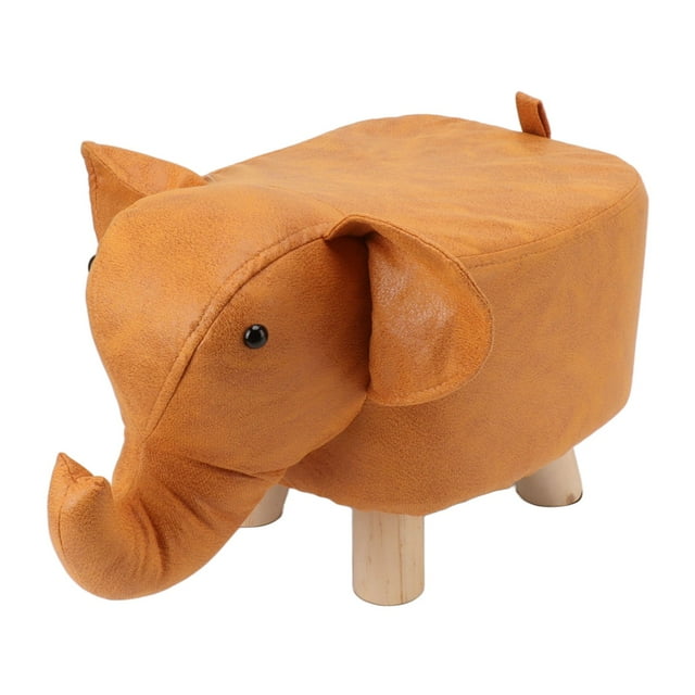 Reposapiés de animales con diseño innovador de elefante, tapizado, ideal para habitación infantil, sala de juegos, sala de estar, decoración en color naranja.