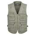 thumbnail image 1 of Chaleco lavado con múltiples bolsillos para hombre, talla grande, para fotografía, pesca, para mediana edad y ancianos, 1 of 2