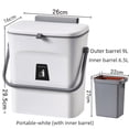 thumbnail image 2 of Cubo de basura para colgar en la pared de la cocina del hogar, caja de almacenamiento colgante, cubo doble portátil, caja clasificada con cubo interior para basura húmeda, 2 of 3