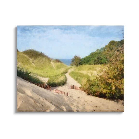Sandy Summer Beach Path Landscape Graphic Art Gallery Wrapped Canvas Print Wall Art