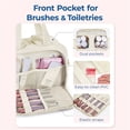 thumbnail image 4 of Travel Toiletry Bag for Women, Large Wide-open Puffy Cosmetic Makeup Bag with Wet-Dry Separation, Multi-Pocket Organizer with Carry Handle for Toiletries, Cosmetics, Essentials, Beige, 4 of 5