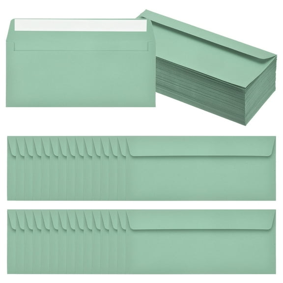 Uxcell 100 Pack Grass Green #10 Business Envelopes, Colored Self Seal Letter Size