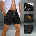 thumbnail image 6 of Ecqkame Summer Beach Shorts for Men Casual Fast Dry Solid Color Elastic Drawstring Outdoor Shorts Loose Lightweight Travel Shorts Black-B M, 6 of 9
