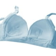 thumbnail image 5 of qelini Bras for Women Plus Size Front Closure Wireless Full Cup Adjustable Padded Wirefree Breathable No Steel Ring Gathering Underwear Everyday Bras with Back Support Light Blue XXL, 5 of 6
