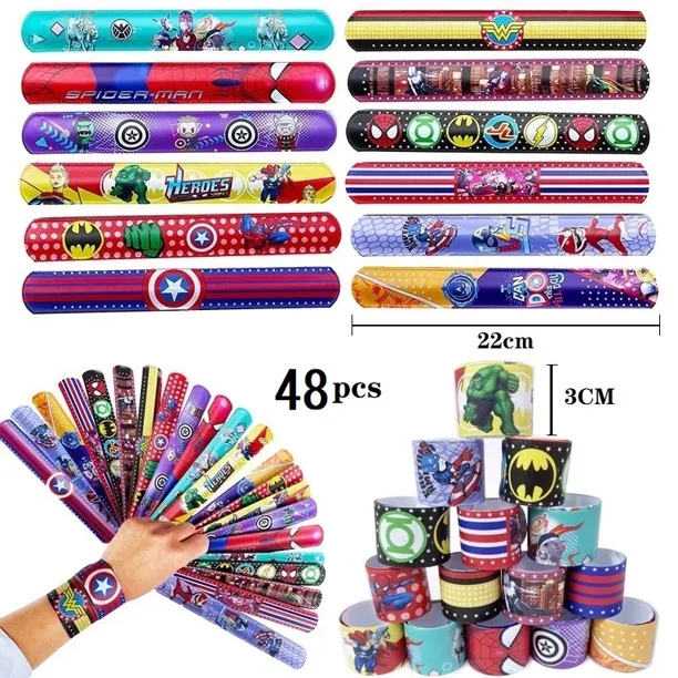-pulsera de Mickey y Frozen para niños, Círculo de 1er estilos, decoración de fiesta de cumpleaños, regalo Slap, 48-72 piezas(48PCS-A