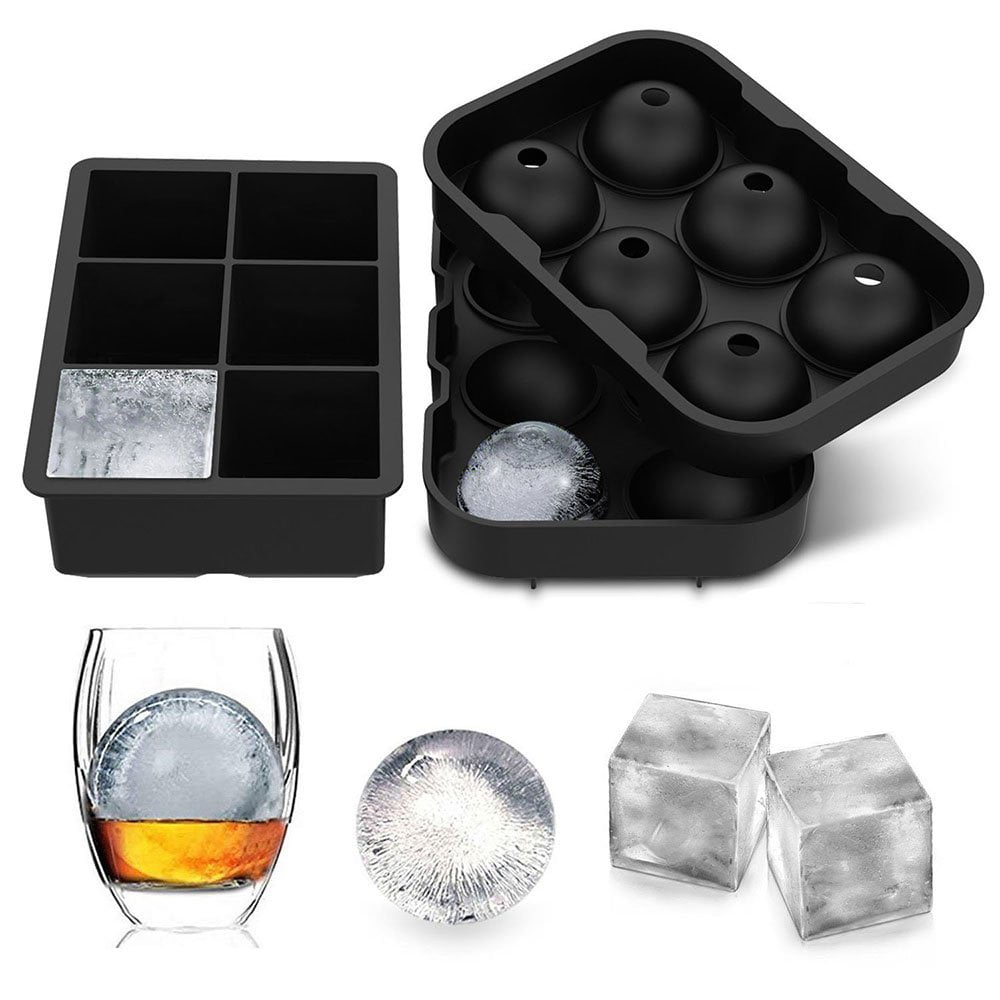 SAWNZC Ice Cube Trays, Diamond Ice Cube Molds Reusable Silicone Flexible  6-Ice Trays Maker with Lid for Chilling Whiskey Cocktails, Easy Release