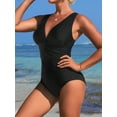 thumbnail image 4 of Sociala Sleeveless One Piece Swimwear for Womens Ruched V Neck Swimsuit, 4 of 5