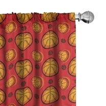 Ambesonne Sports Curtains, Abstract Basketballs Art, Pair of 28"x63", Vermilion Marigold and Brown