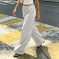 thumbnail image 4 of Bixock Women Pajamas Pants Loungewear Pants Solid Color Long Pajama Pants Straight Leg Elastic Drawstring Waist Side Pockets Soft Homewear Indoor Sleepwear Trousers Women Clothings, 4 of 5