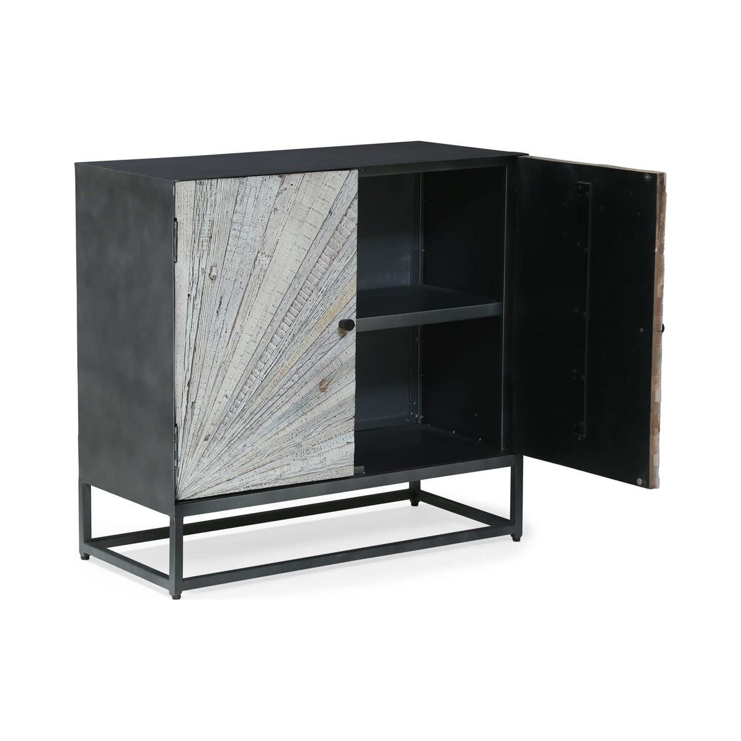 Kadyn Modern Door Cabinet, Industrial Storage Cabinet with 2 Doors, Floor Storage Cabinet for Living Room, Gray and Black