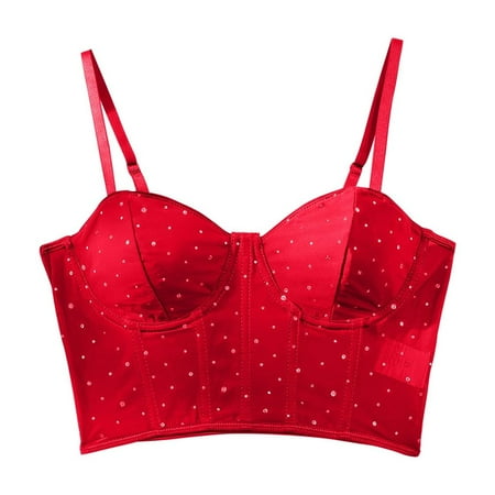 MGCWSH Corset Tops For Women Push Up Bustier lingerie Y2K Sexy Going Out Party Club Top Red