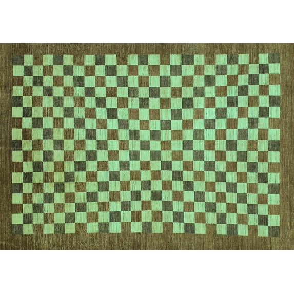 Ahgly Company Indoor Rectangle Oriental Turquoise Blue Modern Area Rugs, 5' x 7'