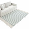 thumbnail image 4 of Blue Striped Washable Area Rug 3'x5', Blue White Stripes Farmhouse Woven Cotton Tassels Kitchen Rugs, Non Slip Indoor Door Mat Throw Carpet for Entryway Living Room Nursery Laundry Room, 4 of 9