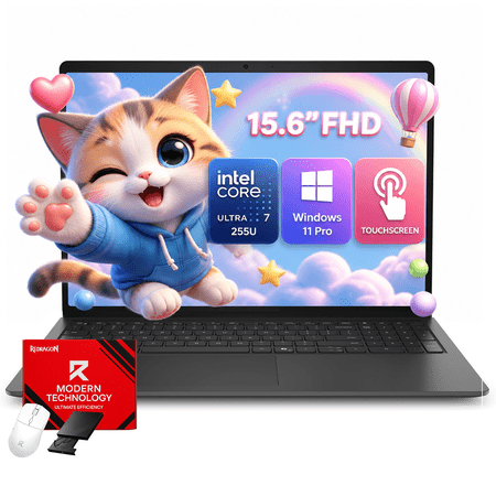 Dell 15.6" Touchscreen Laptop, Intel Core Ultra 7 255U, 16GB DDR5 RAM, 1TB SSD, FHD Display, Backlit Keyboard, Copilot AI Key, Windows 11 Pro