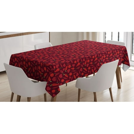 

Peppers Tablecloth Hearts Peppers and Tomatoes Valentines Day Food Theme Romantic Meal Elements Rectangular Table Cover for Dining Room Kitchen 60 X 90 Inches Ruby and Green by Ambesonne