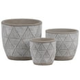 thumbnail image 2 of Benzara Irregular Stoneware Pot with Embossed Lattice Triangle Design - Set of 3, 2 of 2
