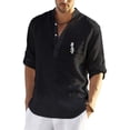 thumbnail image 2 of Camisetas de manga larga holgadas de algodón y lino de alta calidad para hombre, ropa informal de verano con estampado de kárate Kyokushin, moda 2023, 2 of 5