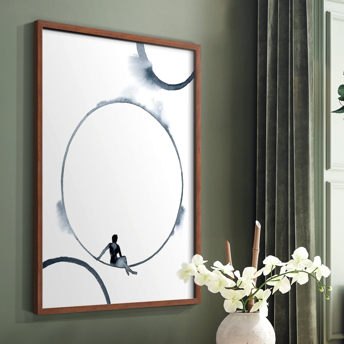 Woman in the Moon II Framed Print - Solid Wood in Single Picture Frame Solid Wood 2 Framed Print