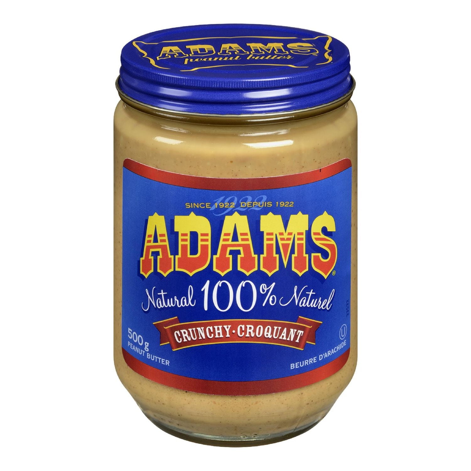 Adams 100% Natural Crunchy Peanut Butter 500g