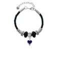 thumbnail image 2 of Delight Jewelry Silvertone Small Long Purple Heart Aunt Celtic Knot Leather Bead Bracelet, 7"+2" Extender, 2 of 4