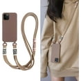 thumbnail image 2 of Silicone iPhone Case with Phone Lanyard, Long Crossbody Strap, Universal Lanyard Neck Strap Protective Case Cover (Brown, iPhone 11), 2 of 12