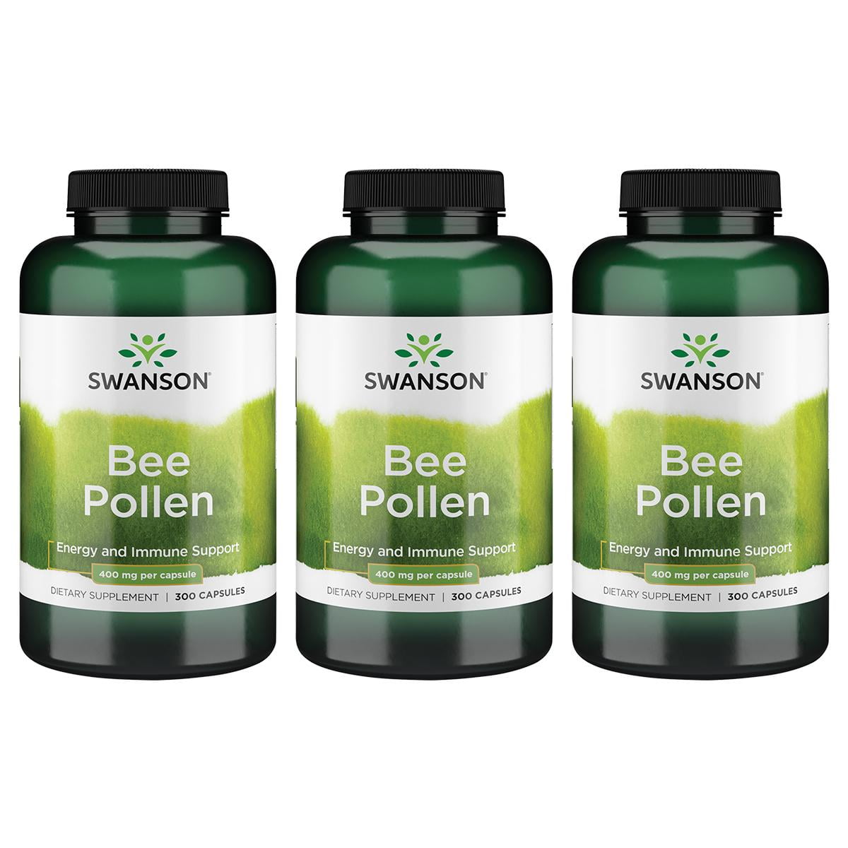 Swanson Bee Pollen 400 mg 300 Caps 3 Pack
