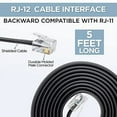 thumbnail image 6 of 5- FT RJ11 / RJ12 Cable - Heavy Duty RJ12 / RJ11 Data Cable for Cash Register Drawer, Telephone, Modem, Fax, Printers, and More - 6-Pins High-Speed Extension Drawer Cable for Voice and Data, 6 of 7