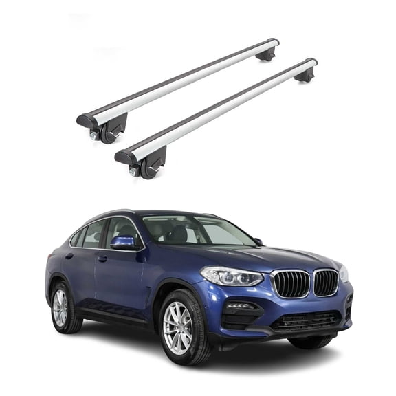 OMAC 220 Lbs Luggage Roof Rack Cross Bars for BMW X4 G02 2018-2023 Alu Silver 2x