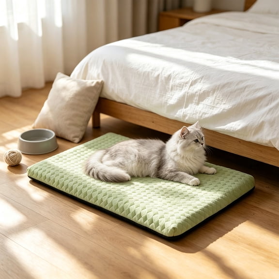Summer Pet Mat 50x40x3cm Thickened Washable Cover Grip Base, Cool Touch Beaded Fabric Soft Padding Non Slip, Removable Cover Rest Mat for Cats Small Medium Dogs Gift