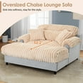 thumbnail image 4 of 65" Oversized Chaise Lounge Chair Indoor, Faux Rabbit Fur Upholstered Cloud Couch with Wood Frame, Deep Seat Sleeper Sofa Bed for Living Room, Champagne, 4 of 7