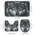 thumbnail image 3 of 4 Piece Bathroom Rug Set with Shower Curtain Wolf with Blue Eyes Bathroom Decor Set with Non-Slip Rugs Toilet Lid Cover And Bath Mat Animals Art Wolf Shower Curtain with 12 Hooks, 3 of 8