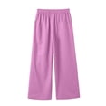 thumbnail image 6 of LIIPEE Casual Pants For Girls Solid Color Drawstring Waist Baggy Wide Leg Pants Kids Lightweight Breathable Soft Everyday Trousers,10-11 Years, 6 of 8