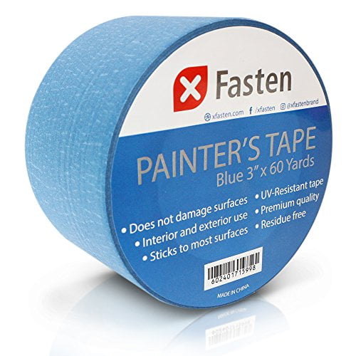 XFasten Professional Blue Painters Tape, MultiUse, 3 Inches x 60 Yards