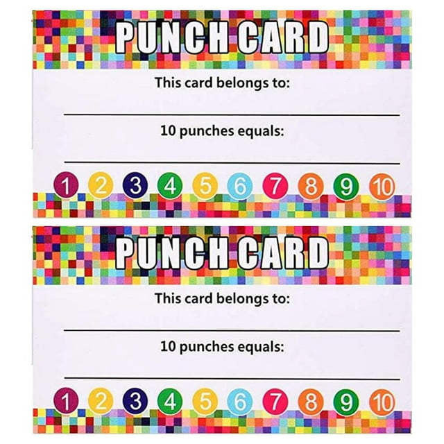 100 Pcs Punch Cards, Incentive Loyalty Reward Card Student Loyalty Cards for Classroom, 3.5 x 2 Inch