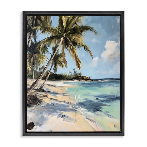 Stupell Industries Tropical Tranquil Tropical Coastline Black Floating Frame Canvas Art, 17 x 21, by Franklyn Gregory