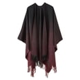 thumbnail image 1 of Women's Fashion Stripe Color Block Cloak Shawl Cardigan Warm Windproof Wrap for Autumn Spring Winter, 1 of 3