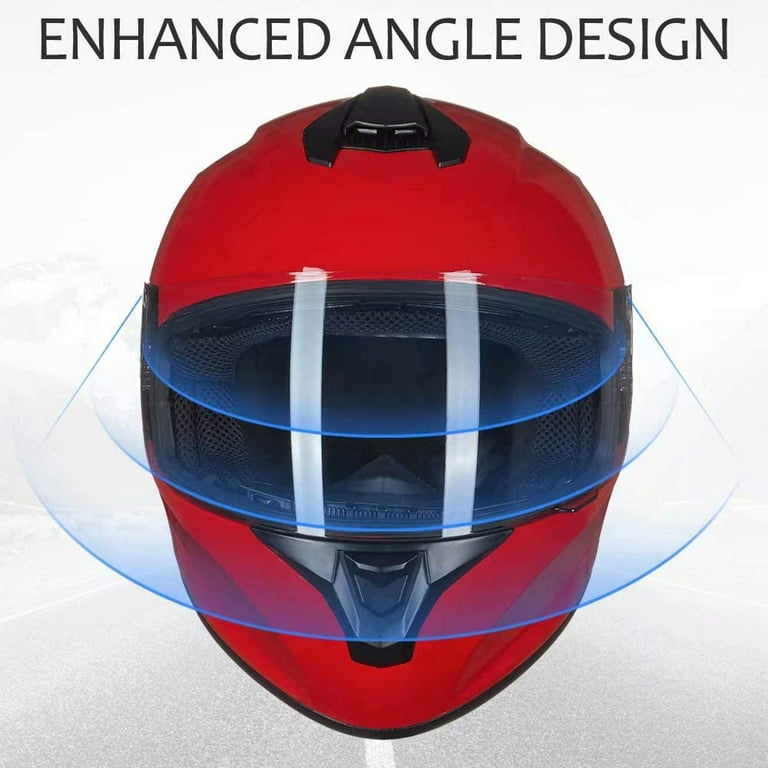 ILM Full Face Motorcycle Street Bike Helmet with Enlarged Air Vents, Free  Replacement Visor for Men Women DOT Approved Model-ST-06 (Red, Medium)