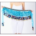 thumbnail image 2 of Sequined Chiffon Tassel Scarf Belly Dance Hip Scarf Waist Chain Skirt Hip Scarf Latin Skirt,lightblue, 2 of 3
