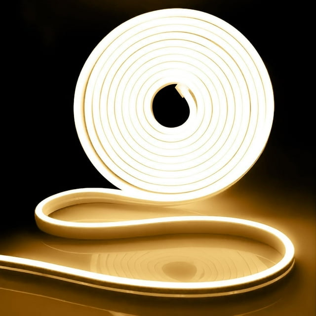 WANGQ LED Strip White 16.4ft/5m Neon Strip 12V Silicone Waterproof Flexible LED Neon Rope Light (Power Adapter Not Included)