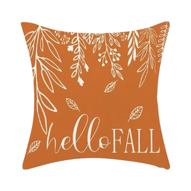 Funda de almohada con hojas naranjas y blancas, ideal para Acción de Gracias, otoño, exterior, lino, estilo rústico, funda de cojín, ideal para sofá cama, sofá.