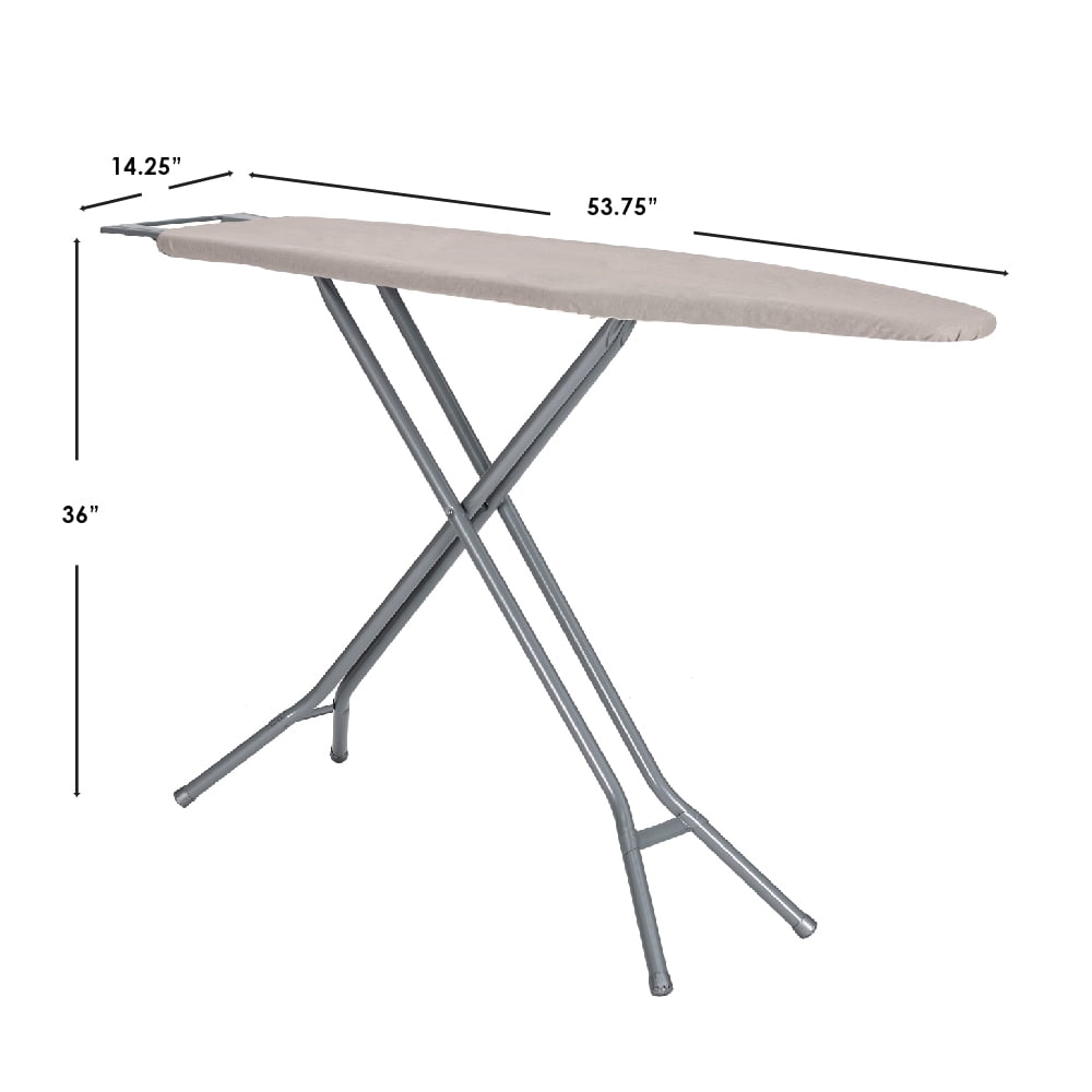 Seymour Home Products Adjustable Height, 4 Leg Ironing Board with Mesh Top and Iron Rest, Space Gray